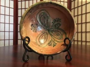 Hermoso tazón floral decorativo primitivo hecho a mano de arcilla pintado a mano - Imagen 1 de 5