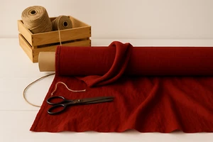 Barn Red Linen Blend Fabric by the Yard – Home Décor, Apparel & Craft Projects - Picture 1 of 10