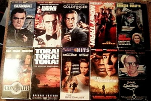 Lot of 10 ACTION VHS Tapes - Clint Eastwood Sean Connery Sylvester Stallone + - Imagen 1 de 1