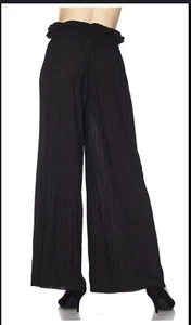 Land 'N Sea Womens Navy Blue Wide Leg Pants Linen Blend Sz M ElasticWaist - Picture 1 of 3