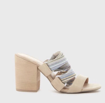 Kelsi Dagger NIB Monacolf Slip On High Heels Bone Leather Pinstripe Straps 9.5 - Image 1 of 4