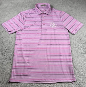 G/Fore Poloshirt Herren Small Pink Gestreift Performance Stretch Golf Big Logo - Bild 1 von 7