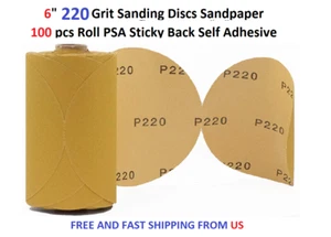 6" 220 Grit Sanding Discs Sandpaper 100pcs in Roll PSA Sticky Back Self Adhesive - Picture 1 of 5
