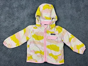 PATAGONIA Girl Baby Baggies Jacket Coat 12-18 Yellow Pink Next Hooded Twin 12 18 - Picture 1 of 11