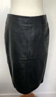 OASIS - Soft REAL LEATHER Skirt BLACK Size 10 - Image 1 of 4