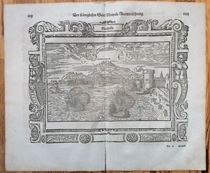 Münster Cosmographia Original Holzschnitt Ansicht Neapel Italien - 1592 - Bild 1 von 2