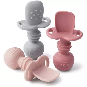 3 PCS Silicone Baby Spoons Self-Feeding Infant Utensils Baby Led Weaning Set - Picture 1 of 7