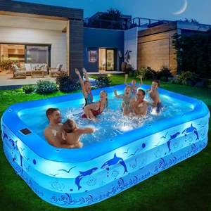 Piscina inflable con luces, piscina inflable familiar mejorada 2024 para K - Imagen 1 de 7
