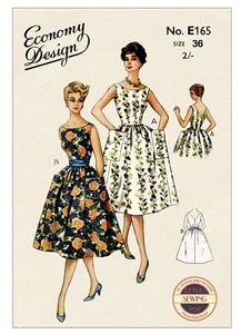 Rockabilly Style Dress with Pockets Vintage Sewing Pattern Bust 36 - Picture 1 of 2