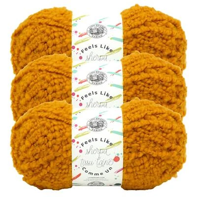 (3 Pack) Lion Brand Yarn 161-158AA Feels Like Sherpa Yarn, Honey - Image 1 of 4