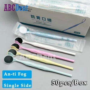 50 Disposable Dental Mouth Mirror Odontoscope Oral Exam Reflector Plastic Handle - Picture 1 of 6