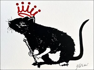Blek Le Rat ""El Rey"" estampado LE300 firmado con certificado de autenticidad *en mano* - Imagen 1 de 1
