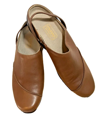 MUNO AMERICAN Mujer Correa al Tobillo Cuero Marrón Tostado Mules DESLIZABLES Sin Cordones Talla 8 M Foto 1 de 4