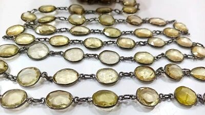Natural Lemon Quartz Free Shape Briolette 10 to 15mm Bezel Connector Chain  - Image 1 of 4