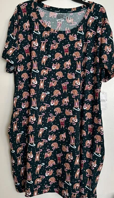 NEW! WOMEN'S Jockey - Sleep/Lounge Sleep Gown ~ Holiday Sloths Size 1X - Image 1 of 4