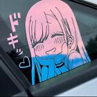 Autoaufkleber Anime Girl Peeker JDM Sticker Tuning Rosa Weiß Holo Oilslick
