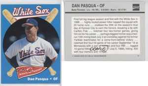1989 Coca-Cola Chicago White Sox Dan Pasqua #19