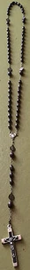 OBJET RELIGIEUX : CHAPELET PERLES BOIS MEDAILLES METAL ARGENTE 52 cm - Bild 1 von 8