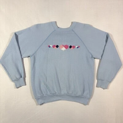 Sudadera Tultex Vintage Patrón Corazón Cuello Redondo Azul Claro Algodón Mediana Foto 1 de 4