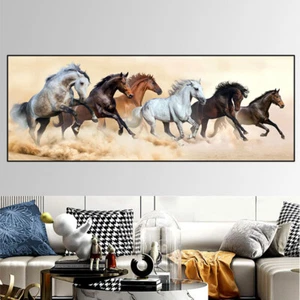 Canvas Painting Six Running Horses Poster Prints Art Wall Art Picture Home Decor - Picture 1 of 18