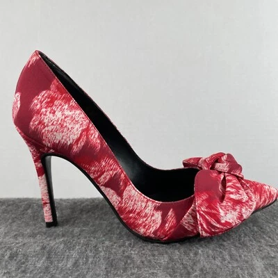TED BAKER LONDON Tacones Ryama Tapiz Rojo Glitch Arco Corte Punta Talla 7 NUEVO Foto 1 de 4