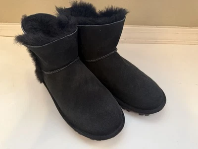 Botas de piel de oveja para mujer, talla 8, negras Foto 1 de 4