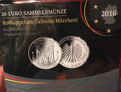 20 Euro Rotkäppchen 2016 A Berlin 18 g 925er Silber Spiegelglanz OVP - Bild 1 von 3
