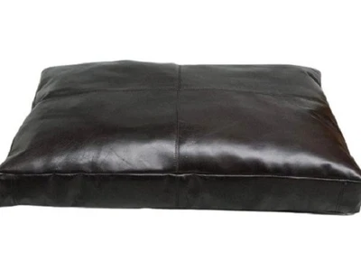 Leather SEAT Cushion Cover  BLACK Leather Pet Bed Cover  RECTANGULAR Meditation  - Image 1 of 4