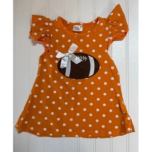 Boutique Orange Football Polka Dot Flutter Sleeves Top Shirt - Size Girl's 4/5T - Picture 1 of 5