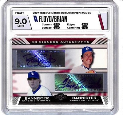 Topps Co-firmantes Floyd Brian Bannister 2007 doble autógrafo automático #CS-BB HGA 9/10 Foto 1 de 2