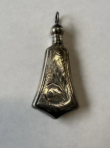 Vintage Sterling 925 Silber 2" Fantasy Parfüm Flakon mit Tupfer Anhänger *verbeult* - Bild 1 von 3