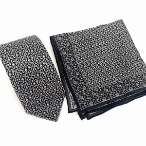 Stefano Ricci Neck Tie + Pocket Square Floral Black Striped Silk Italy Cuzzens - Picture 1 of 15