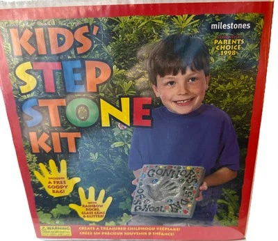 Kids’ Stepping Stone Kit Milestones Handprint Stone Gems Rainbow Rock  New - Image 1 of 4