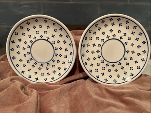 2 Two Boleslawiec Polish Pottery Hand Made in Poland Cup Saucers 7 3/4” No Chips - Picture 1 of 7