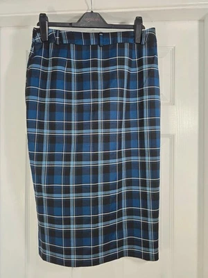 F&F Blue Check Plaid Pencil Skirt Size UK 12 - Image 1 of 4