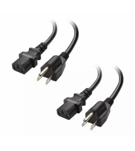 Cable Matters 2-pack 16 AWG Heavy Duty 3 Prong Computer Monitor Power Cord 6ft
