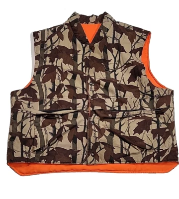 Vintage Cheverolet Mirage Camo Reversable Game Bag Puffer Vest Men XL Made I USA - Image 1 of 4