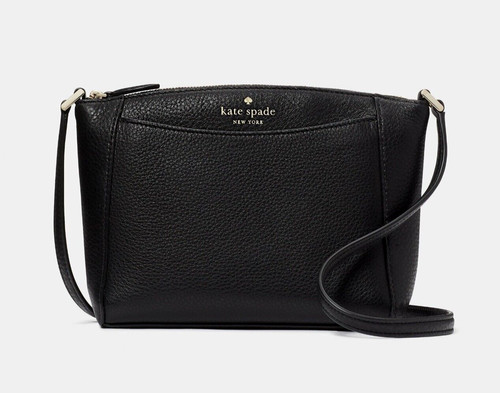 Nuova tracolla Kate Spade Monica in pelle ciottolata nera con sacchetto antipolvere