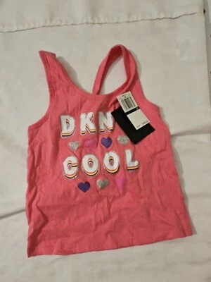 Camiseta sin mangas de diseño rosa chicle de DKNY / "DKNY COOL" aplique en... Foto 1 de 4