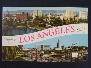 Los Angeles Kalifornien MacArthur Park Wilshire Blvd Autos Luftpost Postkarte 1965 - Bild 1 von 2