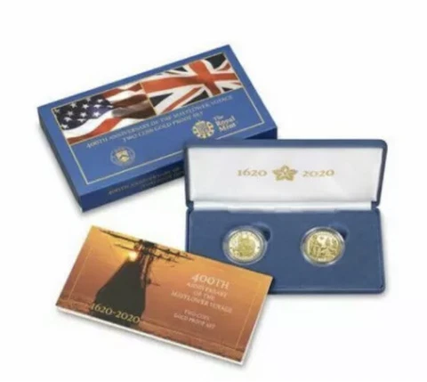 🔥2020-W $10 & £25 PROOF GOLD MAYFLOWER VOYAGE PCGS PR70 And PR69 Cover