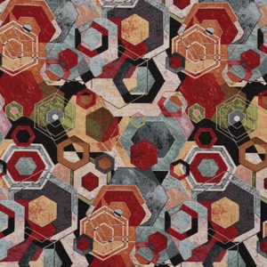 Dekostoff Gobelin Premium Geometric Colourful Art Hexagon bunt 1,4m Breite - Bild 1 von 7