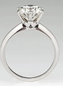 Anillo de compromiso Navidad 6 puntas corte redondo semi montaje oro blanco 14k talla 6 - Imagen 1 de 6