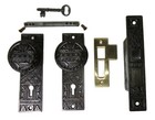 Antique Door Set Victorian / Eastlake Backplate Knob Mortise Lock Key Reclaimed