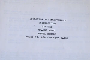 instruction manual for model 660 660a grande mark bevel edgers optometrist tool - Picture 1 of 3