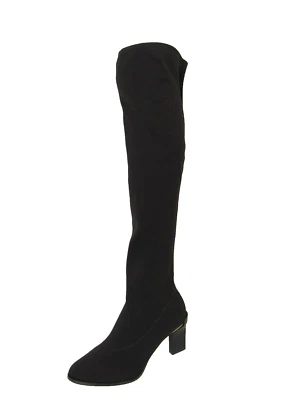 CALVIN KLEIN COLLECTION Black Stretch Knit Thigh-High Pull-On Boots 39.5 US 9.5 - Image 1 of 4