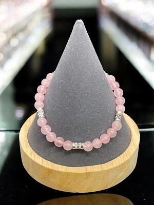 Розовый кристалл + тибетское серебро прямой бочонок бусина браслет - Изображение 1 из 4