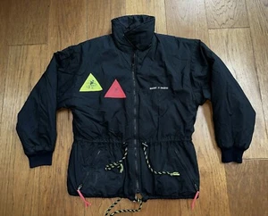 VTG 80s Ocean Pacific OP Black W/ Neon Ski Jacket Sz M/L Skate Surf - Picture 1 of 6