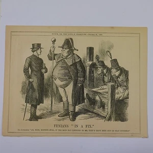 7x10" punch cartoon 1865 FENIANS IN A FIX  - Picture 1 of 1