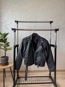 Vintage 90s Black Biker Leather Jacket Men's Size S - Picture 1 of 13